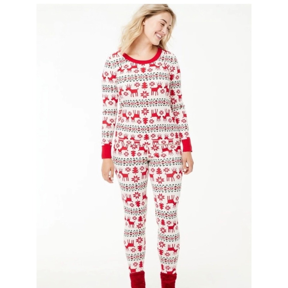 Hanna Andersson Organic Cotton Dear Deer Pajama Set Large Fair Isle Holiday